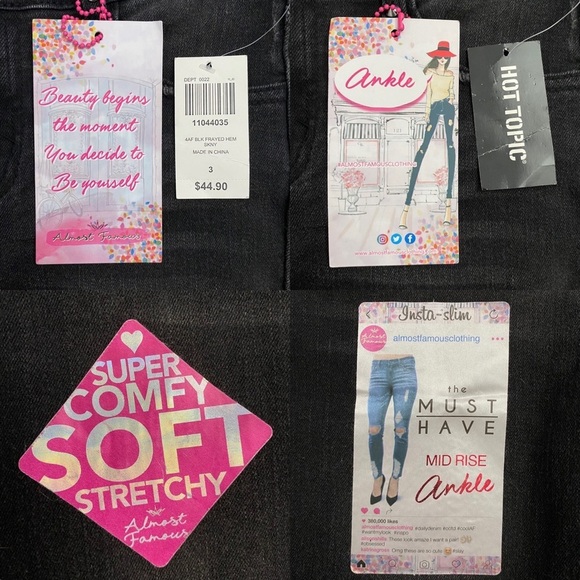 Almost Famous The Must Have Mid Rise Ankle Stretch Distressed Fringe Juniors 3 - Picture 14 of 16